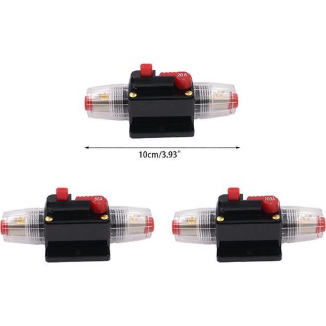 Interrupteur de disjoncteur automatique pour amplificateur stéréo, porte-fusible de remplacement 20A (1/4)