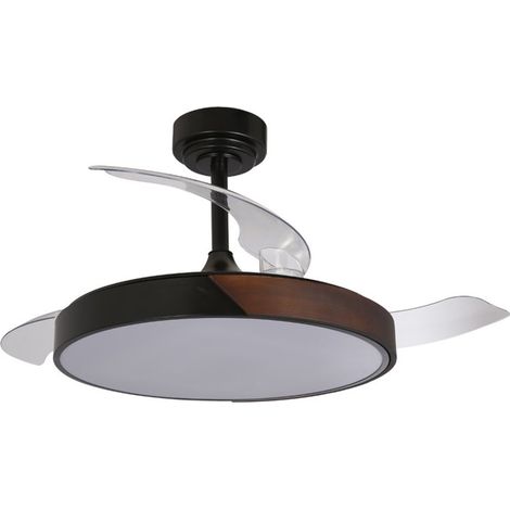 Ventilatore LED con pale retrattili Taoro Nero 72W 7920Lm CCT