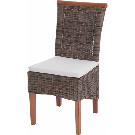 Set 2x sedie rattan per sala da pranzo soggiorno Savona 97x46x59cm con cuscini