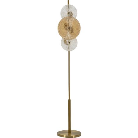 Lampada da Terra Osaka Glam - Piantana 164 cm in Ferro e Vetro, Attacco E14 per 4 Lampadine, Design Orientale Simmetrico - 30x30x164 cm