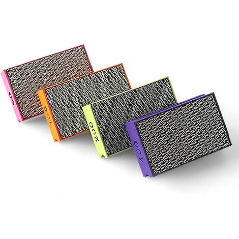 4 disques de polissage diamantés manuels 95 x 55 mm pour carrelage, verre, pierre, marbre et céramique. Bloc abrasif. (1/4)