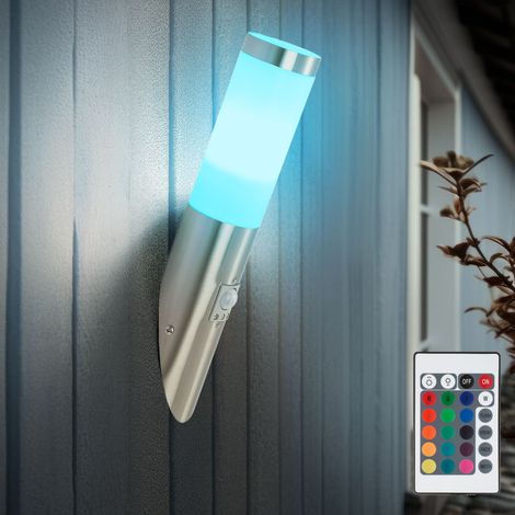Applique con rilevatore di movimento luce da esterno parete moderna torcia da parete giardino, telecomando dimmerabile, LED RGB 3.5W 320Lm bianco caldo, PxH 7,6x41 cm