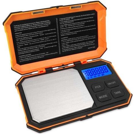 Balance de Précision, 200g/0.01g, 50g de Poids D'étalonnage, Balance de Precision 0.01g, Balance de Poche avec Écran LCD, avec Fonction de Tare, Acier Inoxydable (Batterie Incluse)