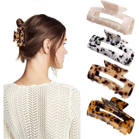 Set mit 4 Haarspangen, französische Schmetterlingskiefer aus Zelluloid, Spangenzähne in Schildpattoptik (1/5)
