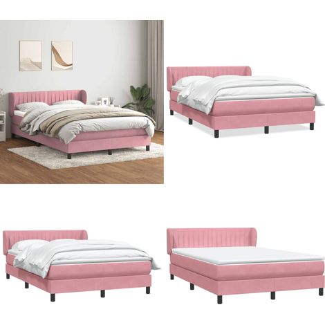 vidaXL Boxspringbett mit Matratze Rosa 140x220 cm Samt (1/5)