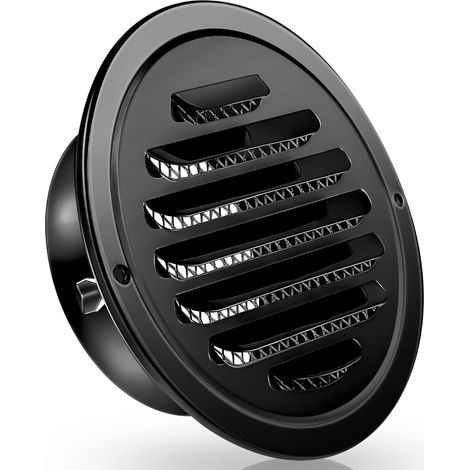 Griglia di ventilazione rotonda in acciaio inox con rete metallica, 150 mm, laccata nera. (1/5)