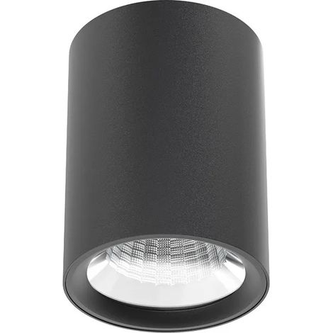 Spot rond saillie Ø90mm GU10, 15W max, noir métal, IP20, prof. 90mm Label (1/2)