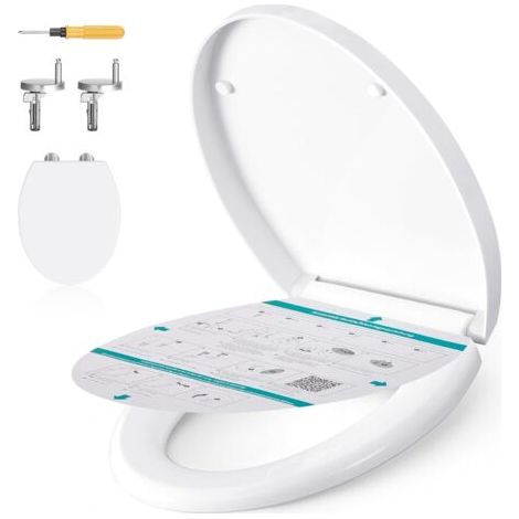O-shaped toilet seat with soft-close mechanism, handle, clip-on design, universal toilet seat, easy installation, PP plastic seat, 300 kg capacity, white BTL001WZ01 (1/5)