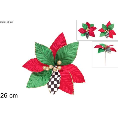 STELO FIORE 29 CM ROSSO VERDECON DECORO A SCACCHI 2ASSORTIMENTI