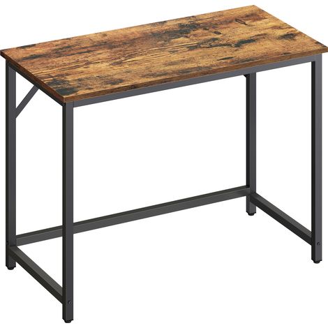 Bureau d’Ordinateur, 100 x 50 x 76 cm, pour Chambre à Coucher, Salon, Marron et Noir (1/5)
