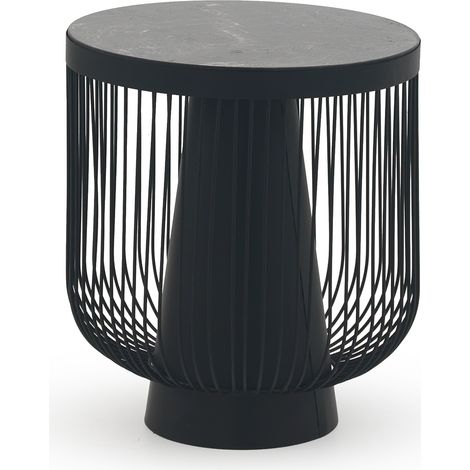 Beistelltisch aus Metall und Marmor, schwarz (1/3)