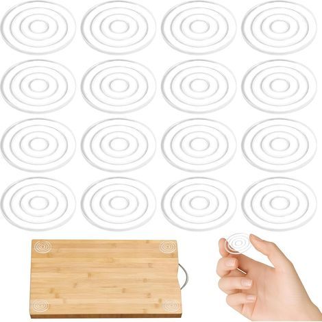 Set mit 16 Silikonpads (4 cm Durchmesser) für Tischbeine, Gummifüße für Schneidebretter, selbstklebende Silikonfüße, einfache schraubenlose Montage, rutschfeste Pads (1/5)