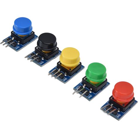 Grand panneau de commande à 5 boutons (avec couvercle coloré) - blocs de construction électroniques (1/5)