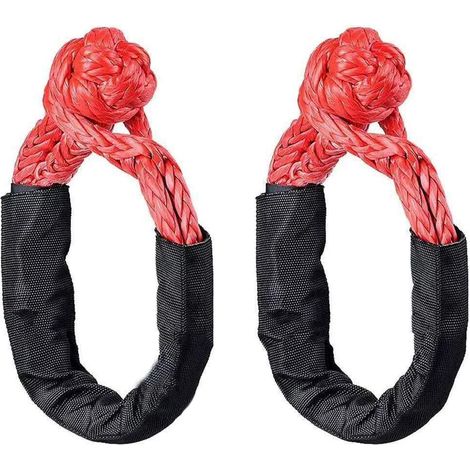 Sangles de remorque en 2 pièces, corde de treuil souple et flexible en matière synthétique avec manille, pour une fixation sécurisée des sangles de remorque