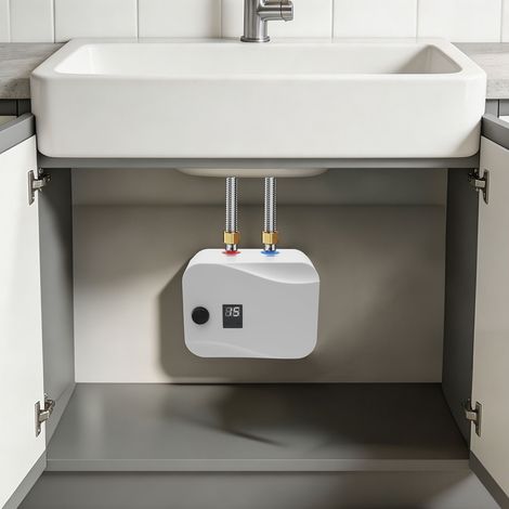 1500W Chauffe-eau électrique rectangulaire à accumulation avec sortie supérieure - Blanc, montage vertical - Indice de protection IPX4 - Capacité de 6 L (1/5)