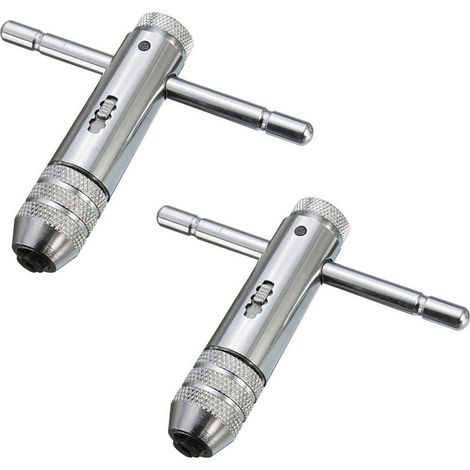 Clés à Tarauds à Rochet Clé à Cliquet à Poignée en T Réglable Support de Robinet à M3-M8 et M5-M12 à Filetage pour Porte-Taraud 2pcs (1/5)