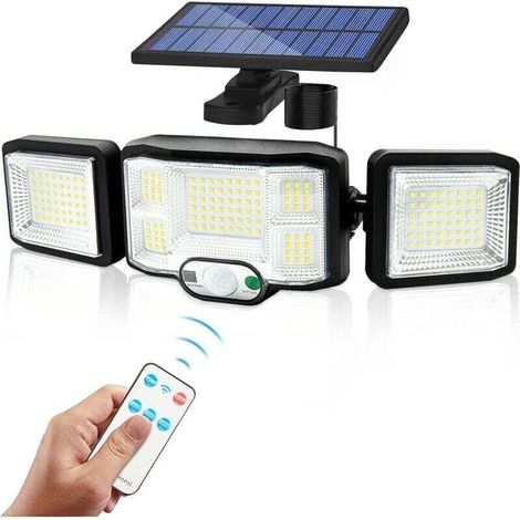 YMYNY Solar Outdoor Light Wall Lamp LED Light 3 Heads 192 LEDs Motion Sensor Security Projector Lighting IP65 Waterproof Solar Energy Lamp [Energy Class A+++] (1/4)