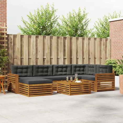 Outdoor-Sofagarnitur mit Kissen 7 pcs Natur und Anthrazit