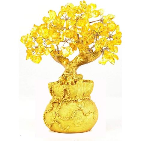 Décoration Feng Shui pour la maison et le bureau, arbre à argent avec cristaux, petit modèle décoratif (1/4)