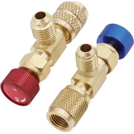 2 pièces Soupape de sécurité de remplissage du froid Raccord rapide, Adaptateur de climatisation pour R410A R22, Construction cuivre, pour la réfrigération et les chargeurs de climatisation (1/2)