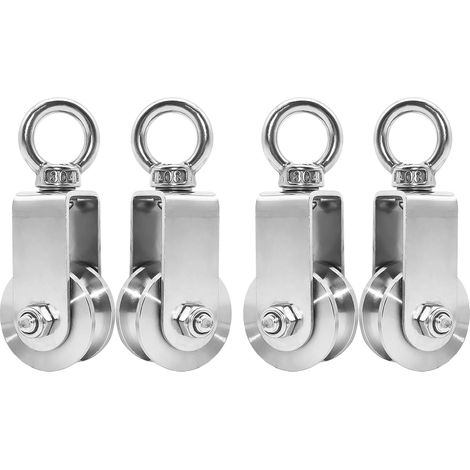 Poulie Acier Inoxydable 34mm - Lot de 4 - Charge 250kg - Pour Corde 10mm - Usage Intérieur Extérieur (1/5)