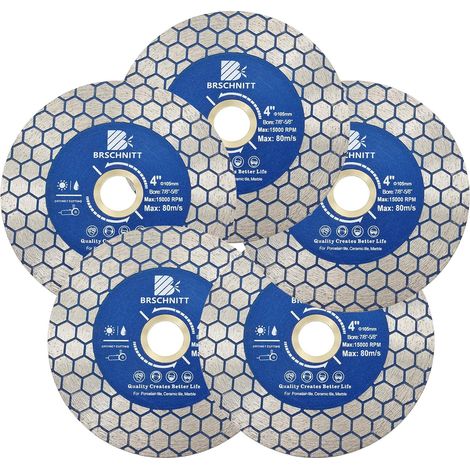 5 Pièces - Disque Diamant - Lame De Scie - Double Face Pour Porcelaine Et Marbre - Coupe À Sec Ou Humide - Gris - 10,5cm (1/5)