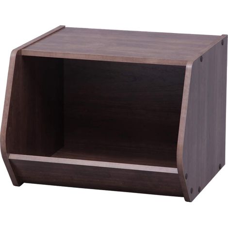 Iris Ohyama, Etagère, Boîte de rangement en bois, Meuble d'appoint, Empilable, STB-400, Marron, L38.8 x P40 x H30.5 cm