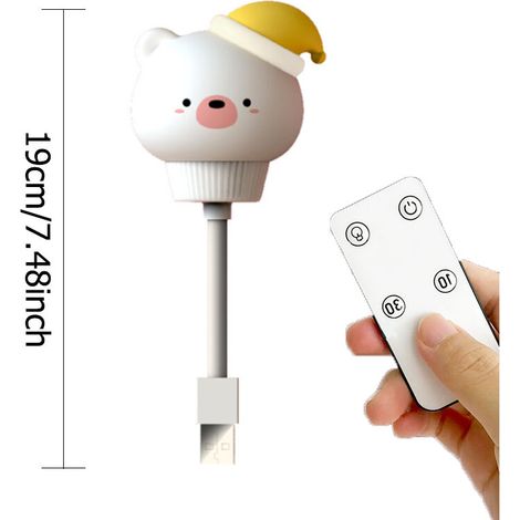 LED enfants USB veilleuse mignon dessin animé nuit lampe ours télécommande pour bébé enfant chambre décor lampe de chevet cadeau de noël (1/5)