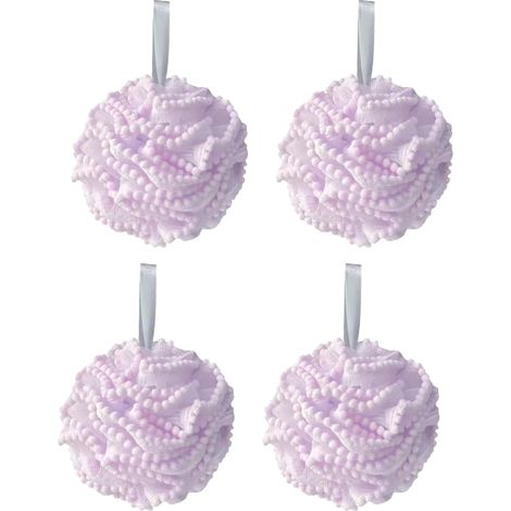 4pcs exfoliating family woven loofah shower sponge bag net brush bathtub puff scrub ball face body bedpan rich foam (1/5)