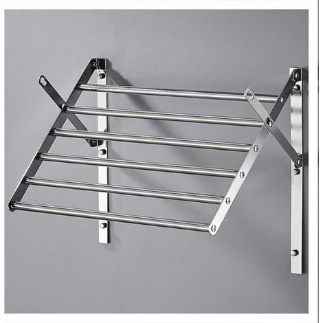 Perchero de pared, perchero, perchero de pared extensible, plegable para ahorrar espacio, fabricado en acero inoxidable, se puede colocar en el salón, baño o balcón, 50cm (1/5)