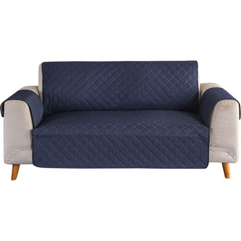 Housse de canapé 3 places Imperméable Antidérapante en polyester doux et résistant Couleur bleu foncé Facile à installer et lavable (1/5)
