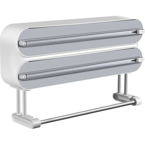 XEPHO Devidoir Essuie Tout Mural - Magnétique Coupe-Capsules, Distributeur Papier Aluminium et Film avec Lames Tranchantes, Dérouleur Film Alimentaire avec Porte Sopalin Cuisine, Blanc