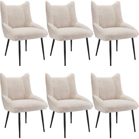 6 sillones modernos, tapizados en beige, con patas de metal. Soportan hasta 150 kg. Ideales para salón, dormitorio, estudio u oficina. (1/5)