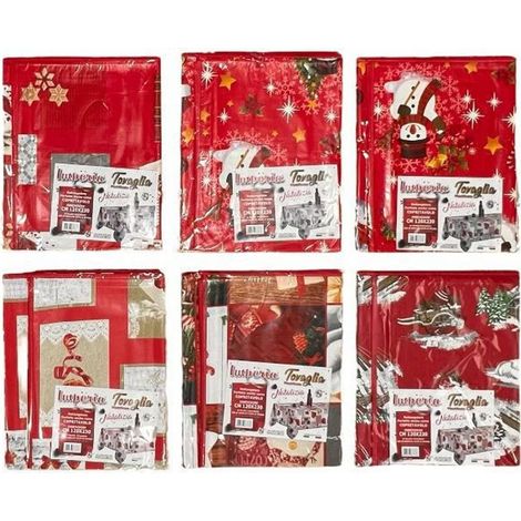 TrAdE Shop Traesio - Tovaglia Copritavolo Natale Plastificata Antimacchia Varie Fantasie Mis. 120X190 - (1/5)