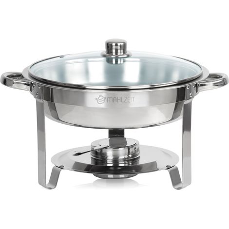 Mahlzeit Chafing dish in acciaio inox, 4 litri, rotondo, scaldavivande
