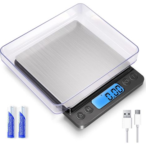 Petite balance numérique de cuisine de 1000 g avec une précision de 0,1 g, idéale pour peser les aliments en onces et en grammes. Balance de cuisine numérique rechargeable par USB, améliorée et parfai (1/5)