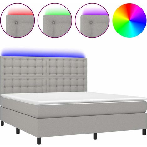 Maison Exclusive - Letto a Molle Materasso e LED Grigio Chiaro 160x200 cm Tessuto (1/5)