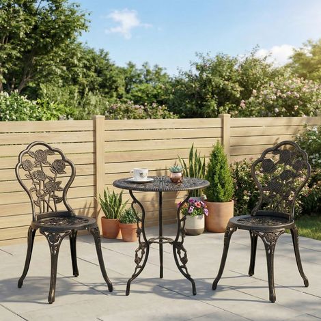 Ensemble de jardin pour 2 personnes, salon de jardin, coin salon, ensemble de balcon, ensemble de mobilier de balcon, table et chaises, bronze (1/5)