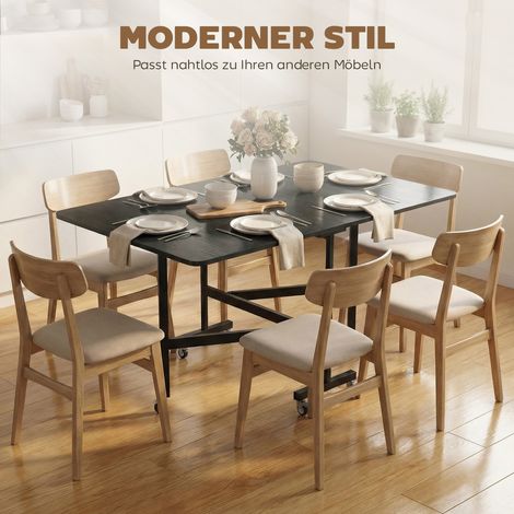Esstisch Klappbar Küchentisch für 4-6 Personen mit 6 Rollen Mobiler Klapptisch für Kleine Räume 120x80x73 cm Schwarz (1/5)