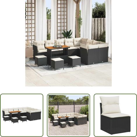 Mobilier extérieur - Ensemble de canapé de jardin 13 pcs Noir polyrotin (1/5)