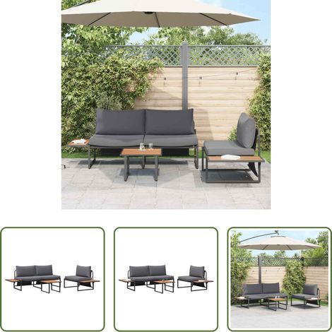 Garten Tisch - Garten Essgruppe 3 pcs Anthrazit Stahl (1/5)