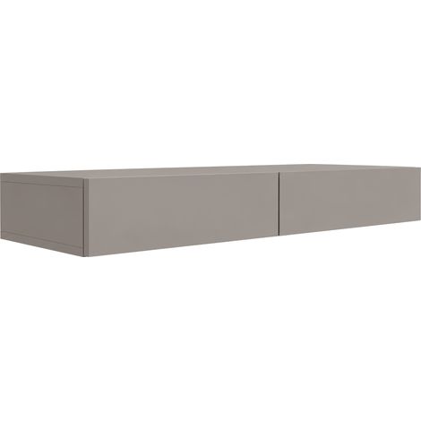 Coiffeuse suspendue avec deux tiroirs, façade lisse - Taupe, 100 x 39,6 x 16 cm (1/5)