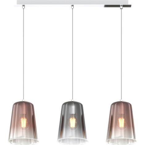 Sospensione Contemp. Rett. Shaded Metallo Cromo Vetro Rame E Cromo 3 Luci E27 (1/3)