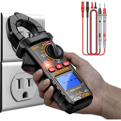Pince multimètre – Multimètre numérique, testeur de capacité 6000 points avec affichage lumineux, outil multifonctionnel pour électriciens professionnels  Tension CC/CA Capacité Résistance Températur (1/5)