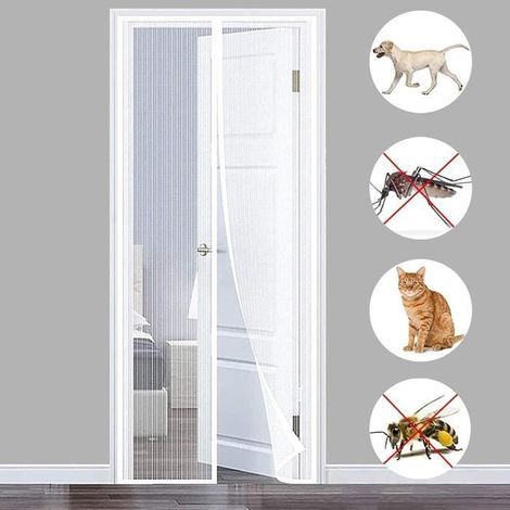 Moustiquaire - Rideau Magnétique - 90 x 210 cm - Fermeture Automatique - Blanc (1/4)