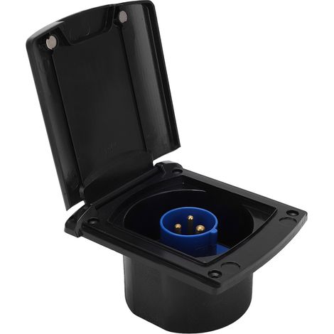 Prise de courant pour camping-car, 3 broches, étanche, encastrée, 220-250 V, 16 A, noire (1/5)