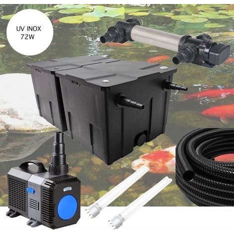 Kit De Filtration Complet Avec UV 72W INOX + 2 ampoules de rechange Pour Bassin De Jardin De 30m3 (1/5)