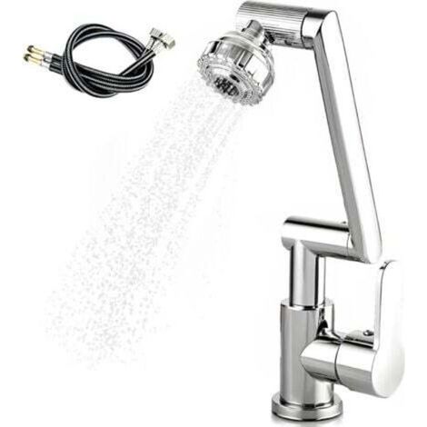 Flexible Robinet Cuisine, Robinet Mitigeur Cuisine, Robinet Cuisine Douchette, 1080° Flexible Rotation Mitigeur Cuisine, 2 Modes de Jet, Livré avec 2 Flexibles 60cm(Argent) (1/4)