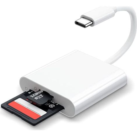 Lecteur de cartes SD USB-C 3 en 1, adaptateur microSD/TF pour iPhone 15/16, iPad Pro/Air, MacBook, Android, appareil photo, convertisseur de cartes mémoire Type-C, lecteur haute vitesse (1/5)