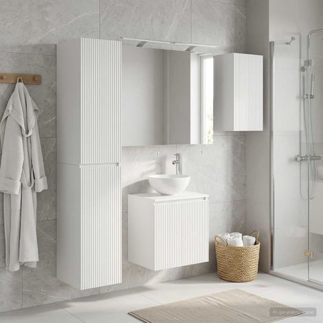 vidaXL Juego de Muebles de Baño 5 uds. Blanco Madera de ingeniería (1/5)